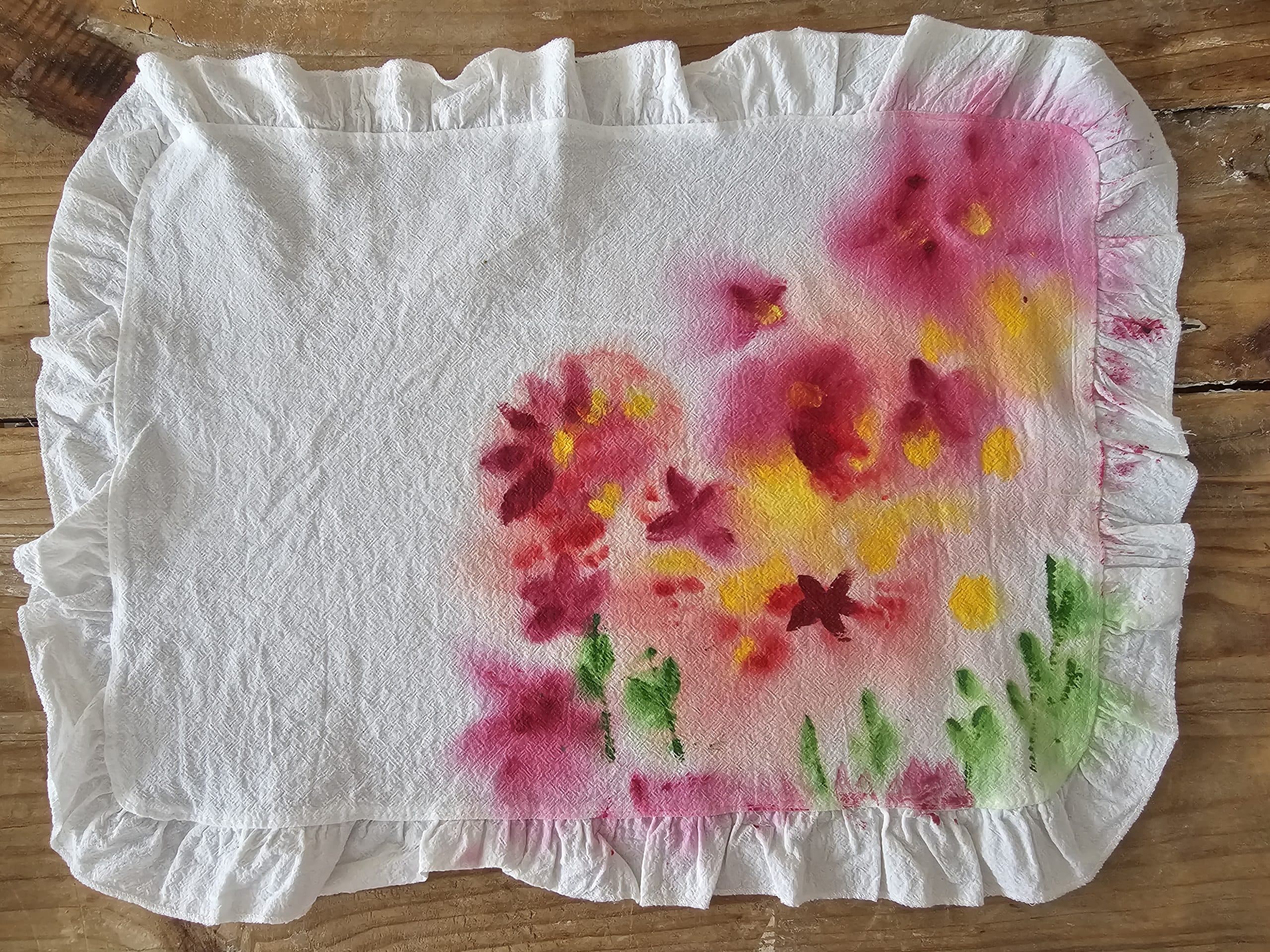 Set de 2 manteles unipersonales  de Algodón 100% Pintadas a Mano – Diseño Azahar Rosa