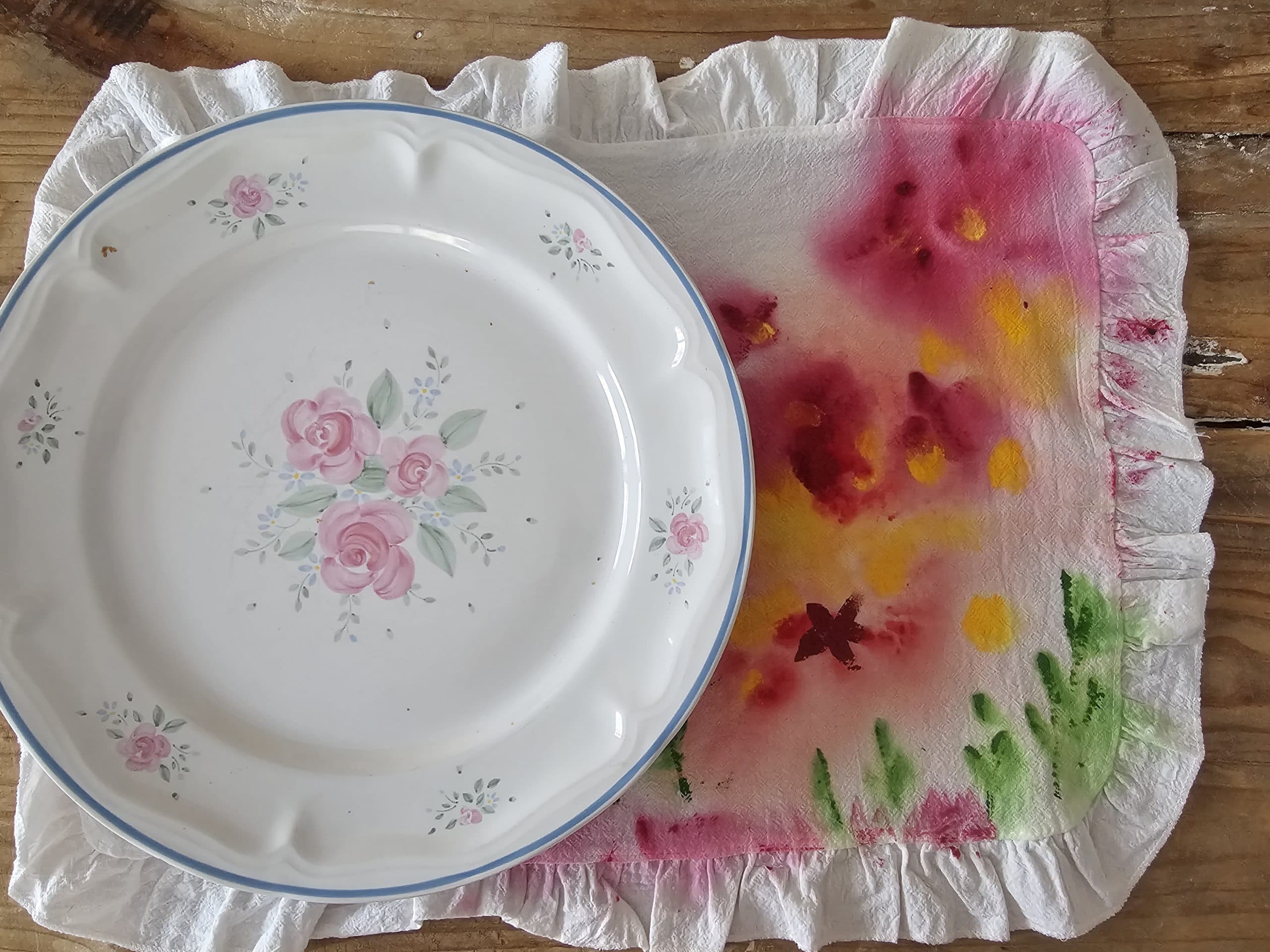 Set de 2 manteles unipersonales  de Algodón 100% Pintadas a Mano – Diseño Azahar Rosa · 05