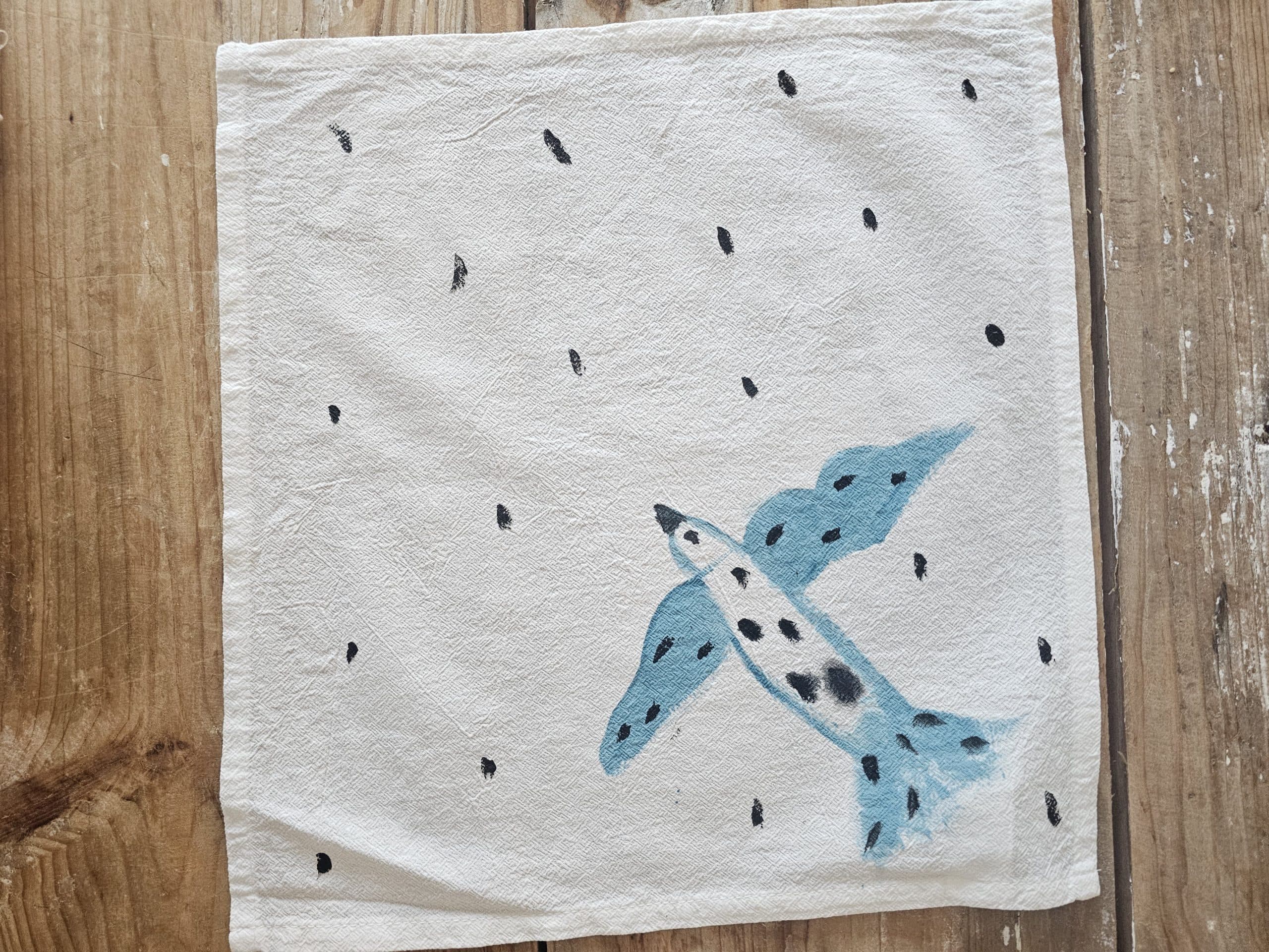 Set de 2 Servilletas de Algodón 100% Pintadas a Mano – Pajaros (40x40 cm) · 03