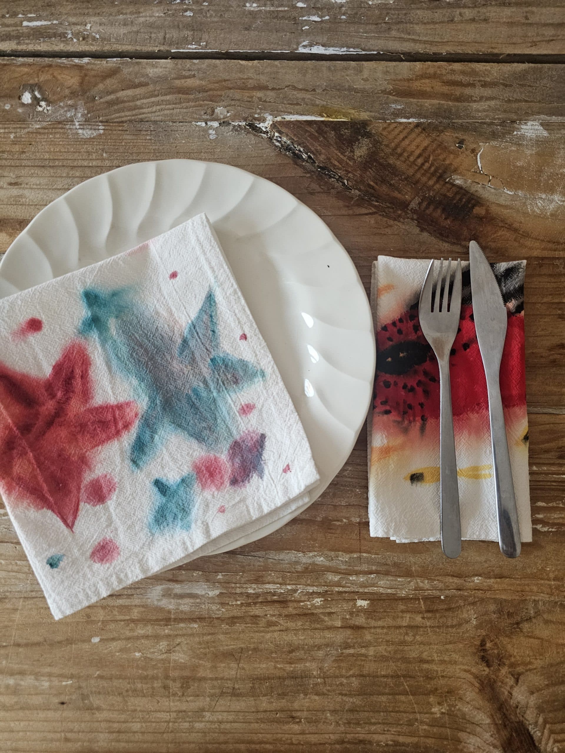 Set de 2 Servilletas de Algodón 100% Pintadas a Mano – Diseño Mar (40x40 cm)