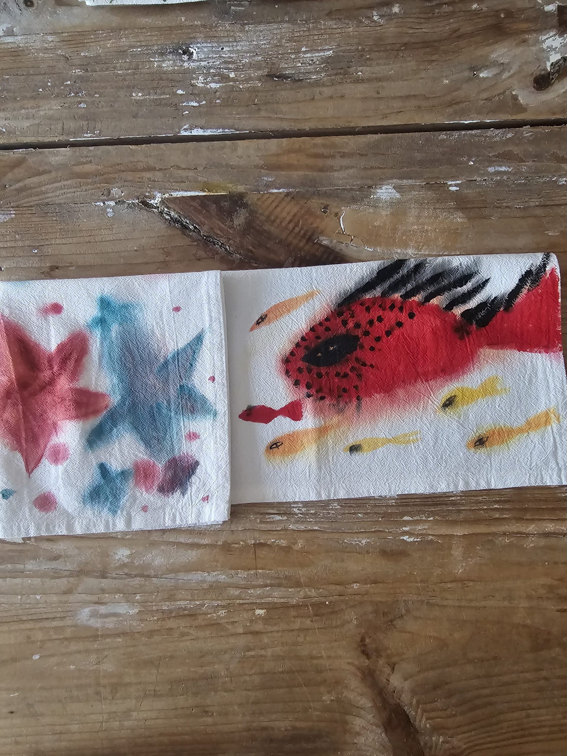 Set de 2 Servilletas de Algodón 100% Pintadas a Mano – Diseño Mar (40x40 cm) · 03