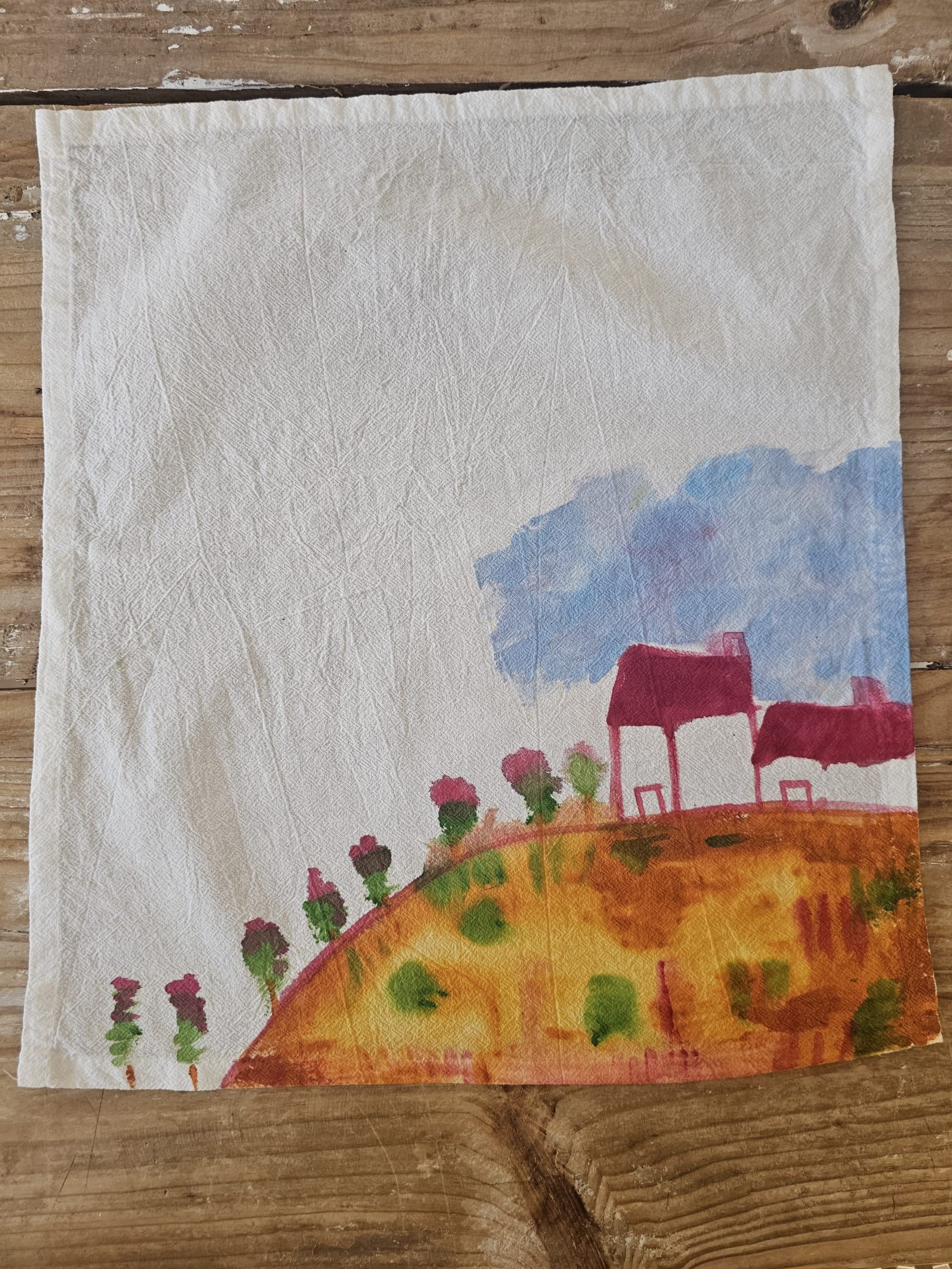 Set de 2 Servilletas de Algodón 100% Pintadas a Mano – Diseño Pueblo especial · 05