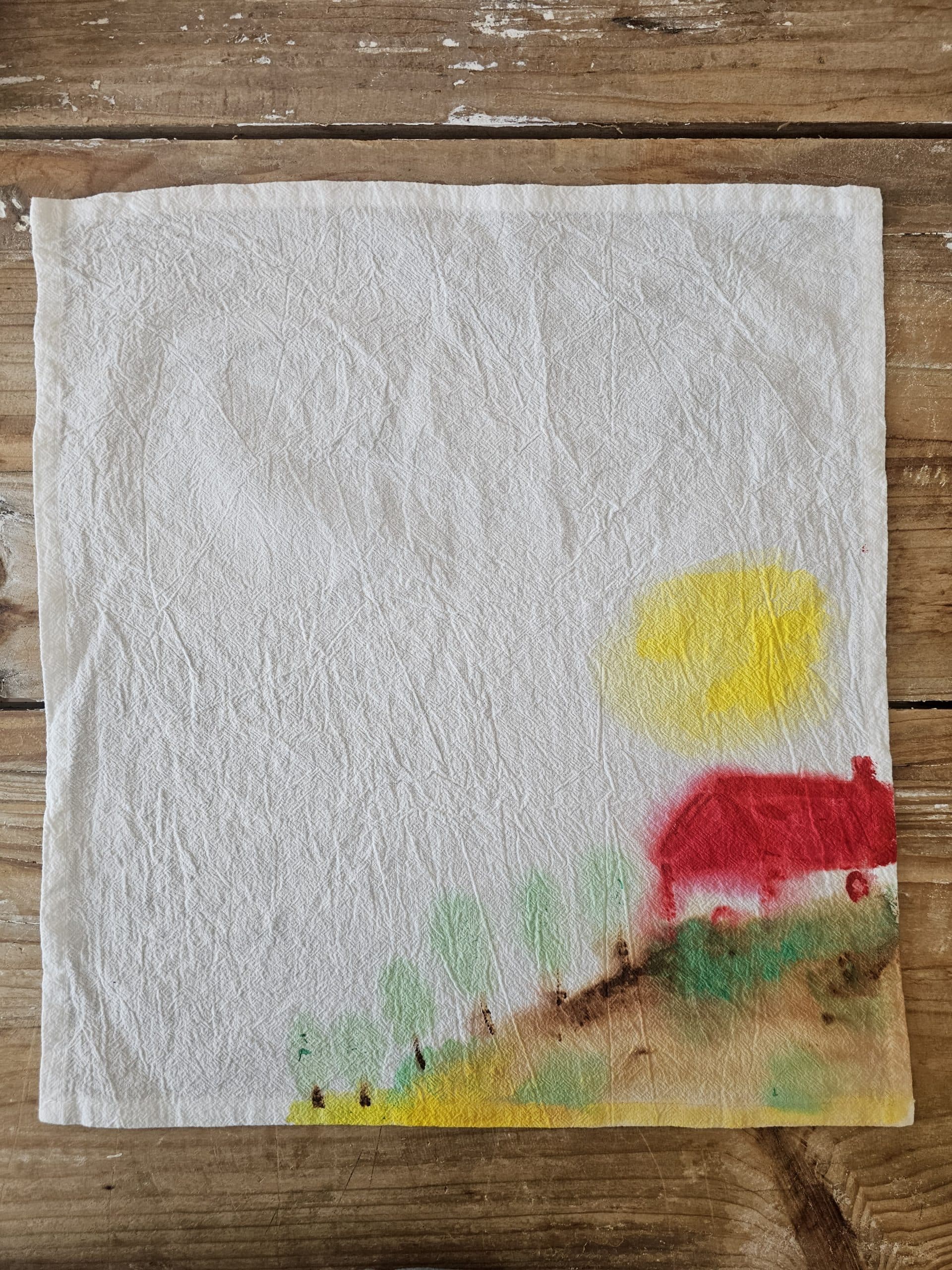 Set de 2 Servilletas de Algodón 100% Pintadas a Mano – Casa Pueblo (40x40 cm) · 03