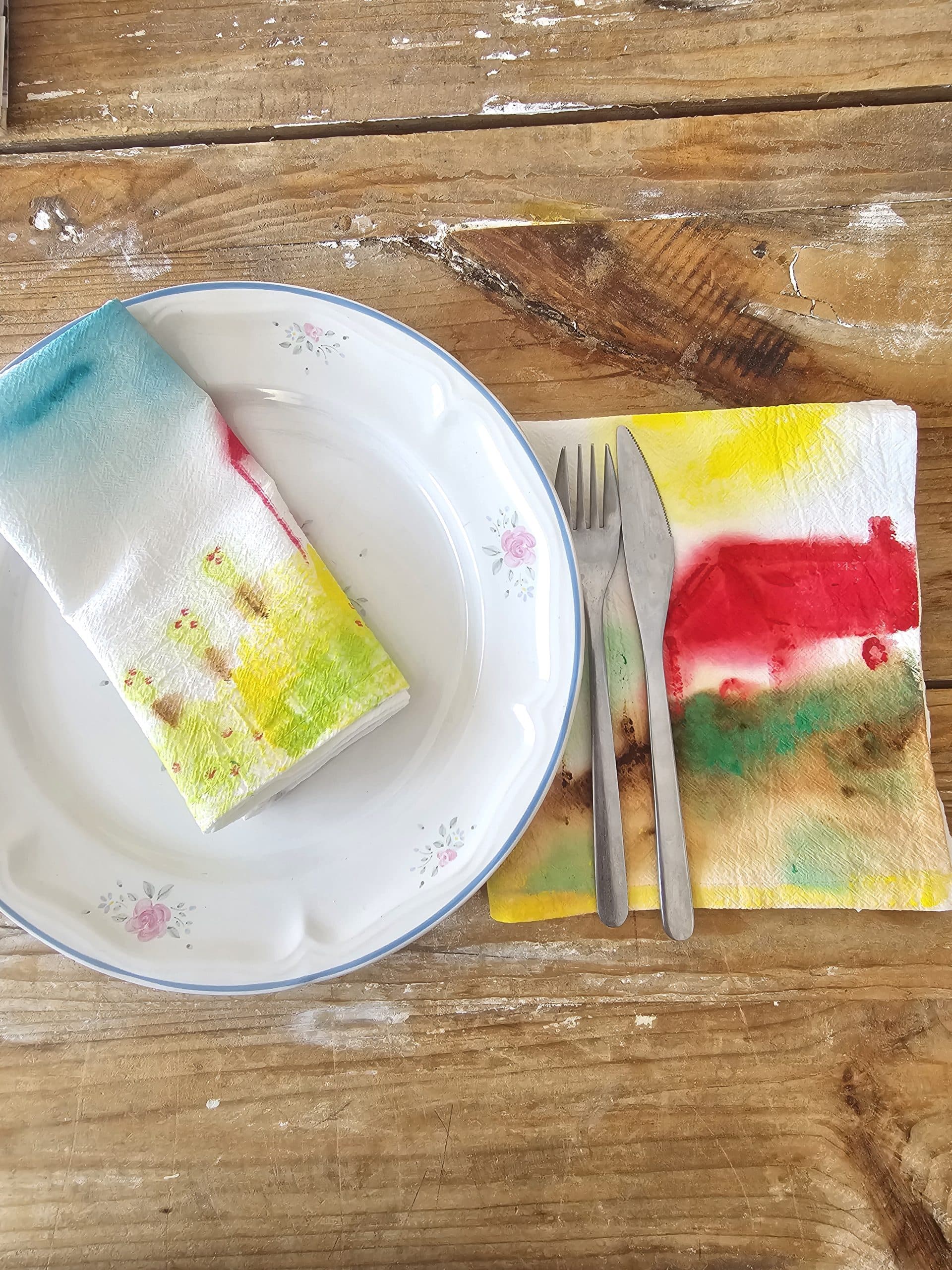 Set de 2 Servilletas de Algodón 100% Pintadas a Mano – Casa Pueblo (40x40 cm)